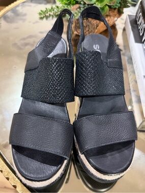 Sorel Joanie Black Women's Slingback Platform Sandals size 9